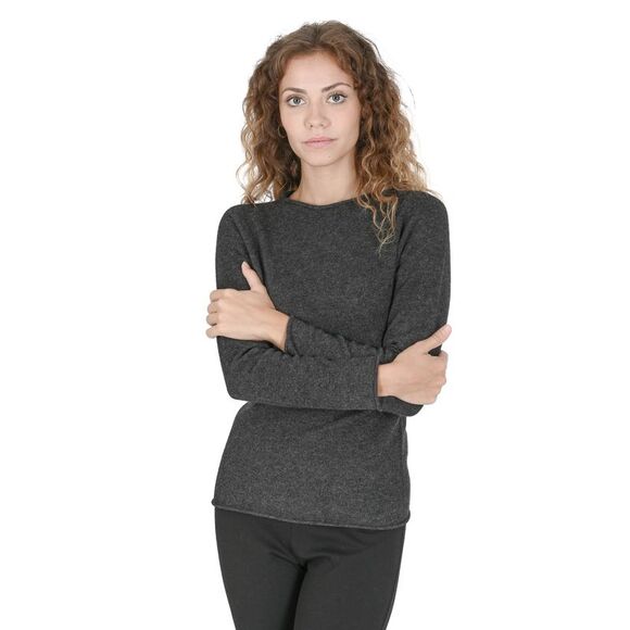 Crown of Edinburgh Cashmere Crew Neck Jumper Classic Style Women Grigio Ferro - Picture 1 of 7